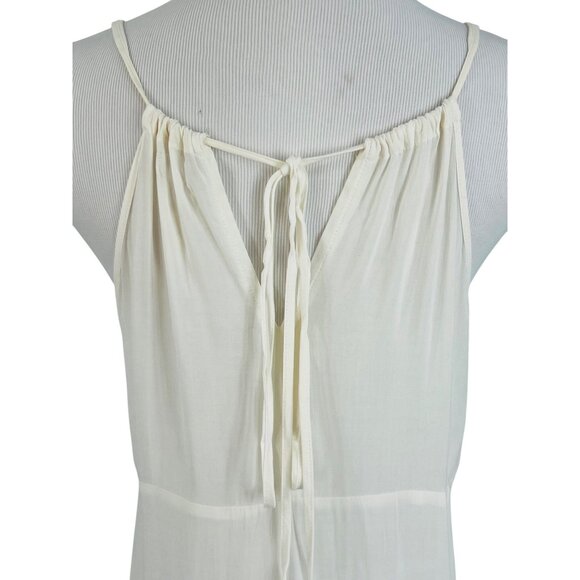 Free People White Lace Trim Asymmetrical Boho Cottagecore Relaxed Slip Dress - Picture 11 of 14